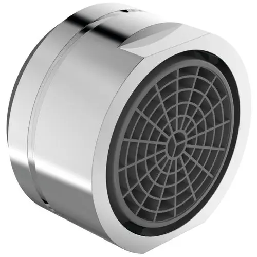 Luftsprudler aus Chrom mit runder Form und hinterem Gitter. Ideal Standard Produkt für Wasseranwendungen, klar strukturiert und funktional gestaltet.